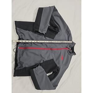 The North Face Mens Jacket Gray Black Red Zip Fleece Lined Size M